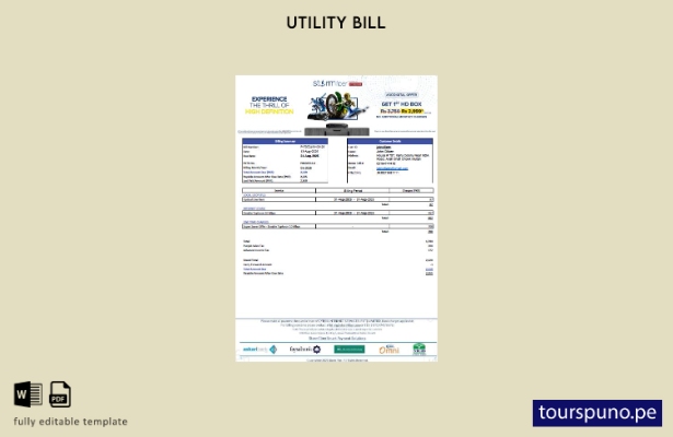 lista para imprimir la plantilla de factura de servicios públicos StormFiber de 